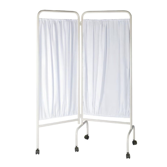 Biombo Esmaltado para Consultorio - NEXUS FLEX VOM1541 - 2 Hojas - Soporte Cortina de Acero y Tela de Popelina Blanca