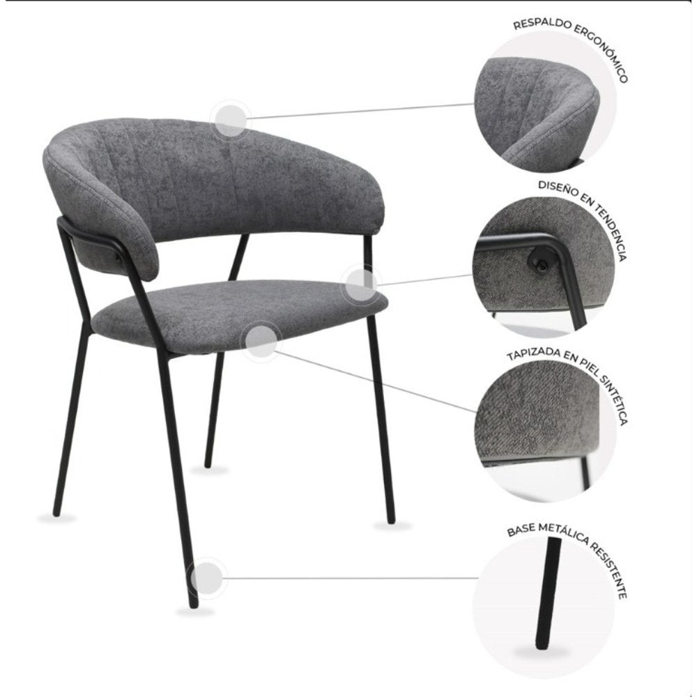 SILLA KINGSTRONG CACERES SILL0903738 | Silla Comercial para Hotel | Tapizado Vinipiel | Base Metal | Interior Cafetería Restaurante Bar Hostelería