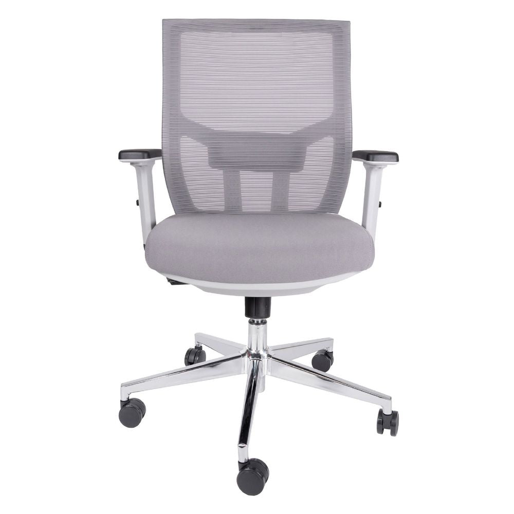 SILLA OFFIHO AIKO OHE-703 GRIS | Silla Operativa | Diseño Ergonómico | Respaldo Alto | Asiento Tapizado | Respaldo en Malla | Interior | Oficina Despacho