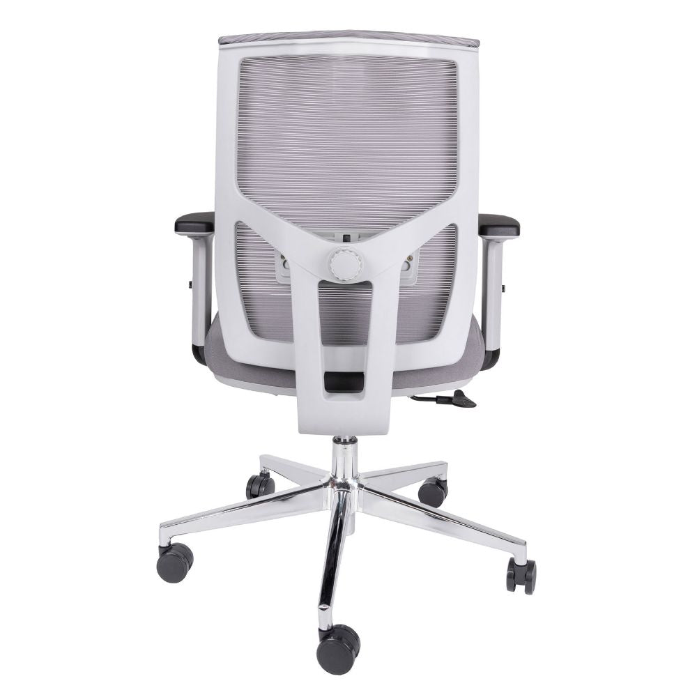 SILLA OFFIHO AIKO OHE-703 GRIS | Silla Operativa | Diseño Ergonómico | Respaldo Alto | Asiento Tapizado | Respaldo en Malla | Interior | Oficina Despacho