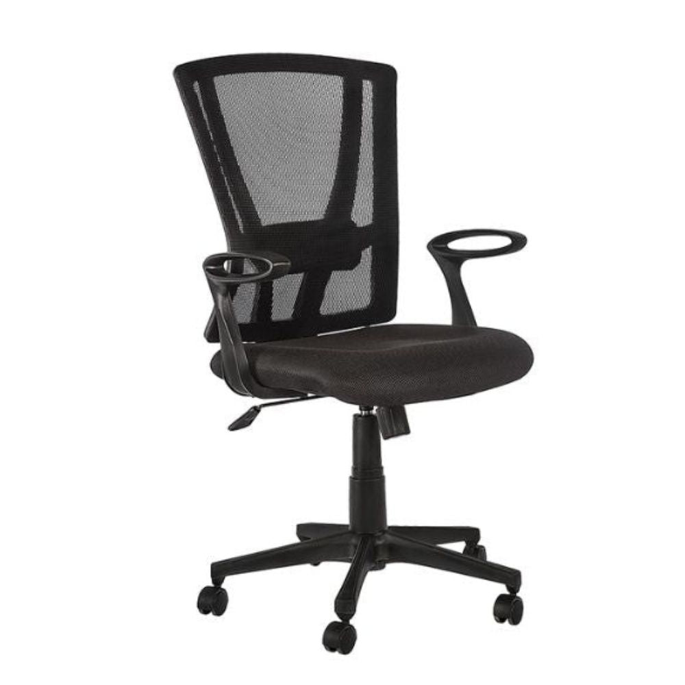 Silla De Oficina Operativa Soporte Lumbar - ALBAR BREAK-S - Negro - Asiento Tapizado y Respaldo En Malla