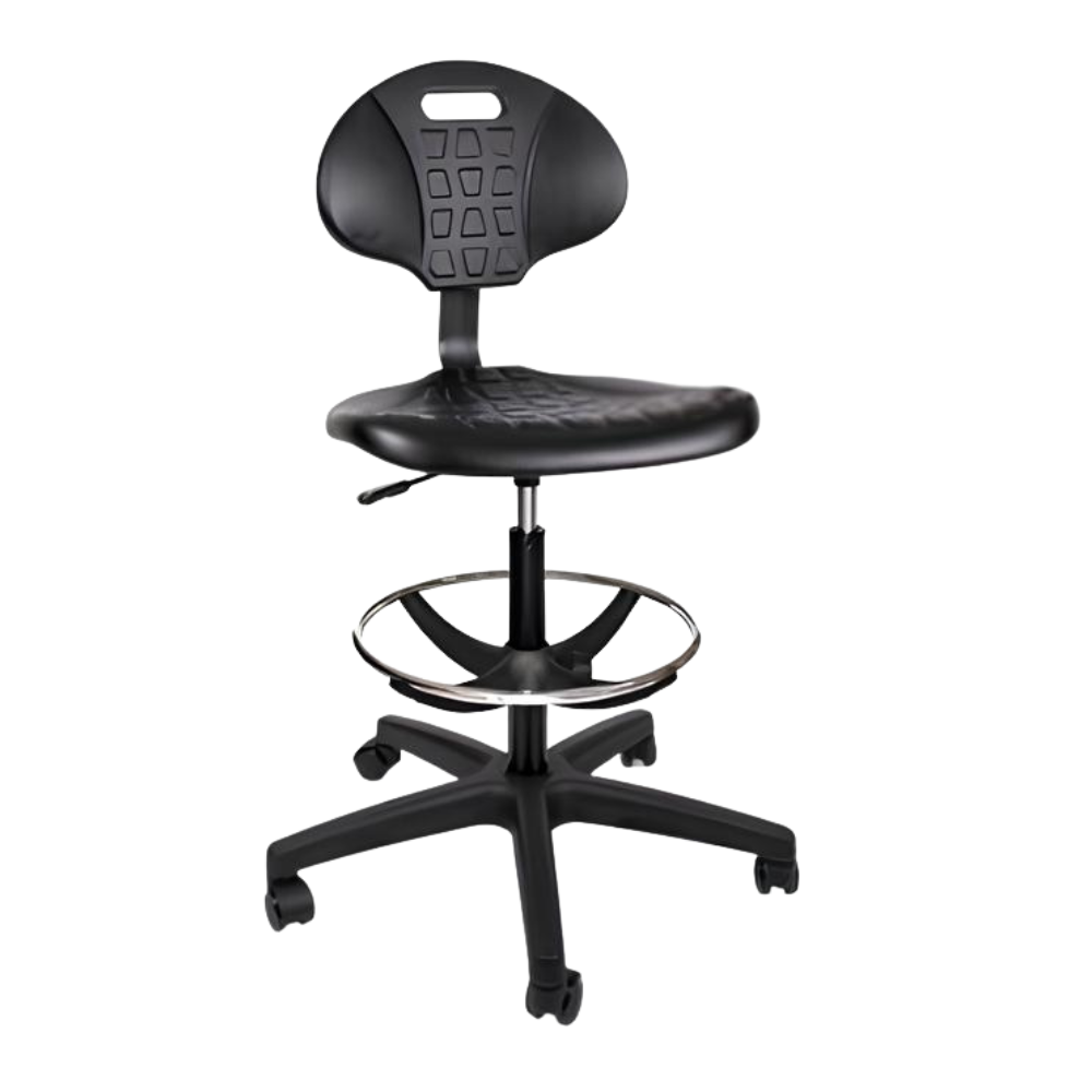 Silla de Oficina Industrial Ergonómica - OFFIHO HEAVY DUTY LINE OHI-48 - Negro - Asiento y Respaldo en Poliuretano