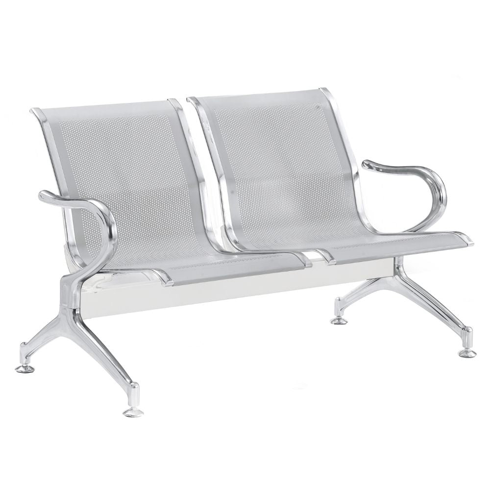BANCA NOGAL BEAT FIESOLE 2 PLAZAS | Banca de Visita para Aeropuerto | 2 Plazas | Cromado | Estructura Lámina de Acero | Interior - FIESOLE CROMADO 2 PLAZAS - MOBILIARIO EN MOVIMIENTO - NOGAL BEAT - Banca