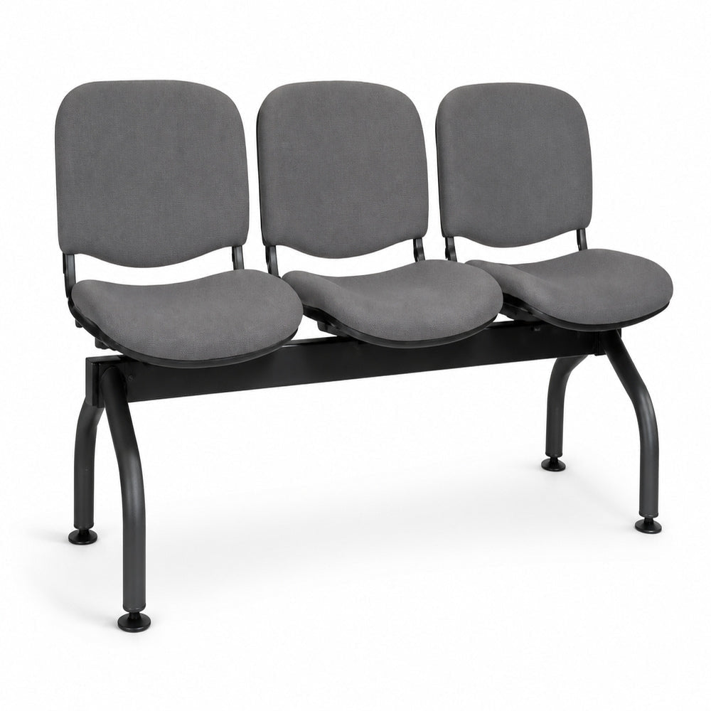 Banca para Sala de Espera 3 Plazas - VERSA ALTUS ERGO - Patas Negra y Gris - Asiento y Respaldo Tapizados en Tela con 4 Patas de Acero - AL-913 ALTUS ERGO Patas Negra/gris - VERSA - NOGAL BEAT - Banca de Visita