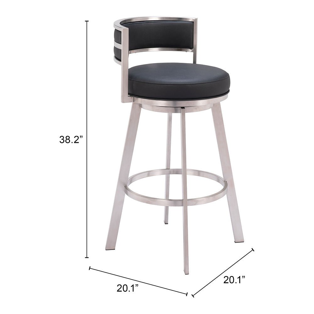 Banco Alto para Comedor de Empresa - ZUO GIMSBY - Negro - Asiento y Respaldo Tapizados en Piel Sintética - 110044 - Zuo - NOGAL BEAT - Banco Comercial