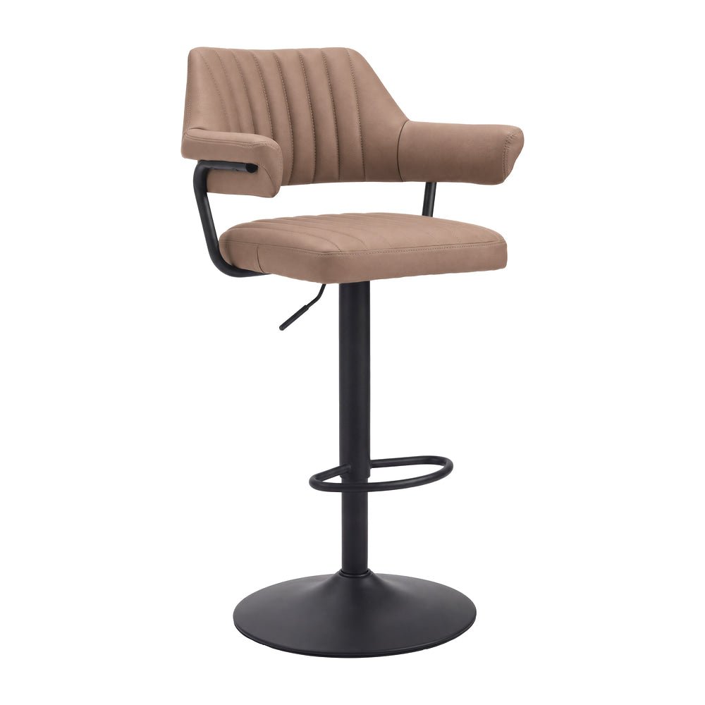 Banco Alto para Pub - ZUO ERRET - Varios Colores - Asiento y Respaldo Tapizados en Piel Sintética - 111229 - Zuo - NOGAL BEAT - Banco Comercial