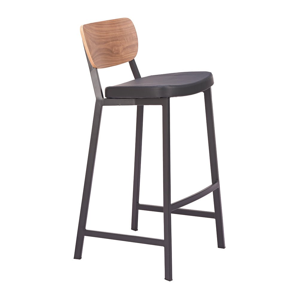 Banco Alto para Restaurante - ZUO ARDENNE - Varios Colores - Asiento y Respaldo Tapizados en Piel Sintética - 111217 - Zuo - NOGAL BEAT - Banco Comercial