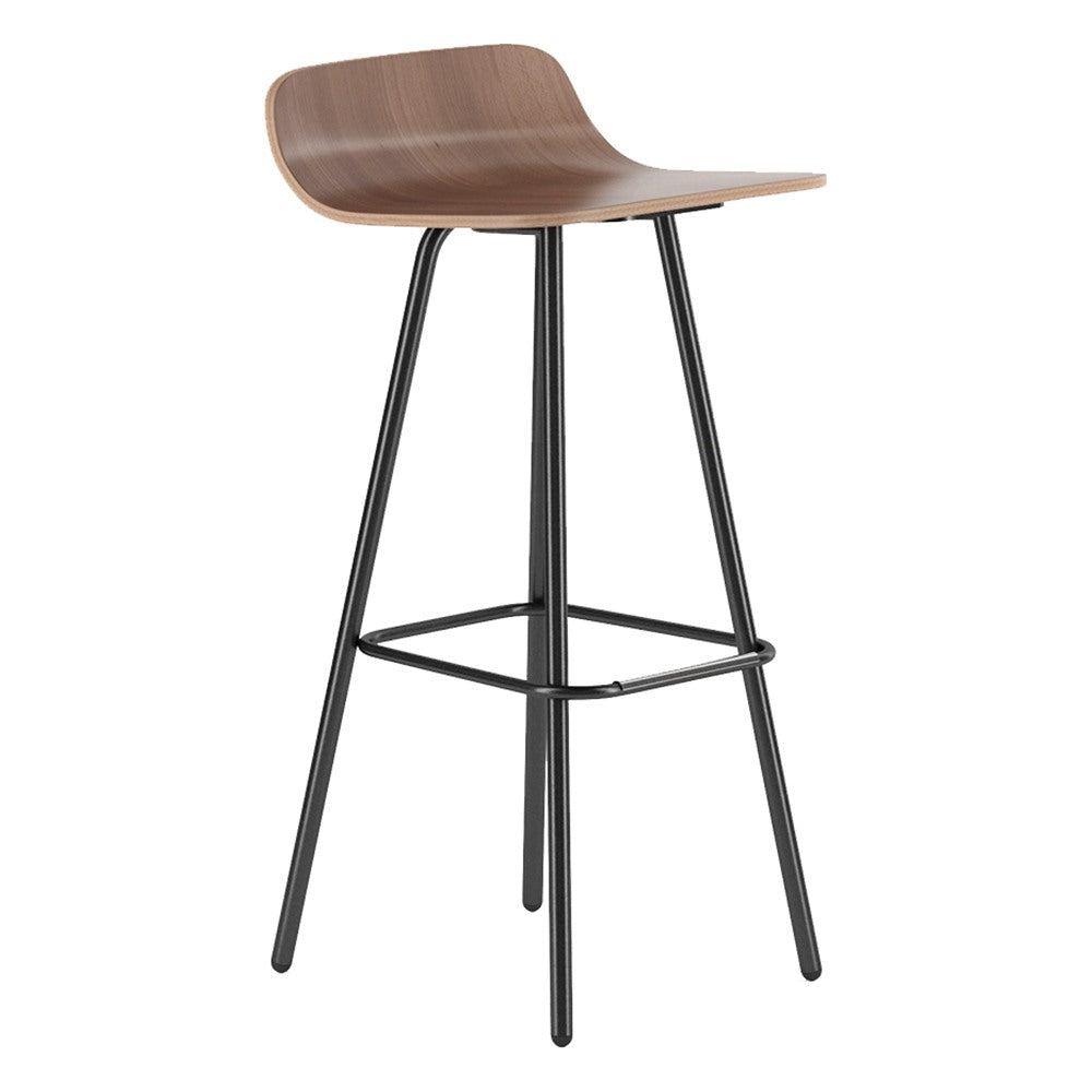 Banco de Bar Base 4 Patas para Comedor Institucional - GEBESA GRC HARPER - Frente 42 cm - Estructura de Acero - GGRR320 - GEBESA - NOGAL BEAT - Banco Comercial
