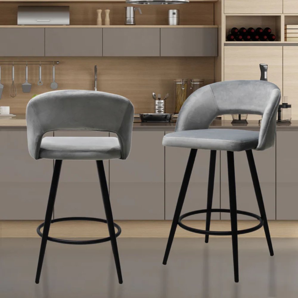 BANCO KINGSTRONG CADIZ BANC0903740 | Banco Alto Diseño Moderno Barra Alta Uso Residencial Comercial | con Descansapies | Varios Colores | Tapizado | Interior - BANC0903740 - Mundo In - NOGAL BEAT -