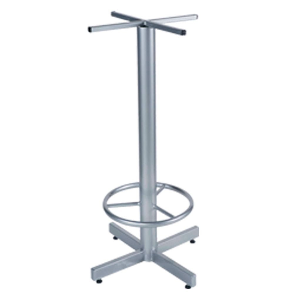 BASE NOGAL BEAT AR - 107 C | Base Mesa Restaurante | Base Metal Rectangular | Tubo Acero Redondo | Descansa Pies | Cromada | Interior - AR - 107 C - ALBAR - NOGAL BEAT -