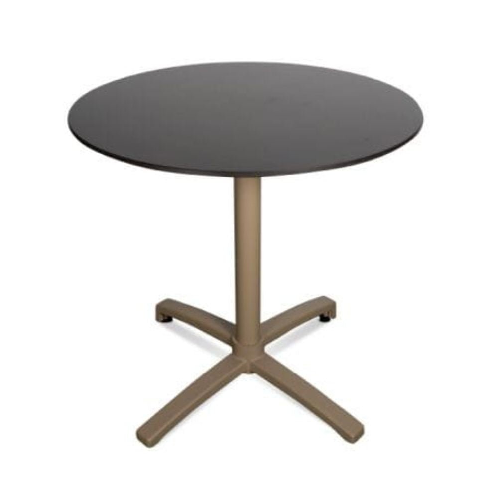 BASE Y CUBIERTA RESOL DROP 70 DIA HPL | Pie de Mesa con Cubierta HPL para Restaurante | 72 cm | Estructura Aluminio Pintado | Interior + Exterior - 04638 - Resol - NOGAL BEAT - Mesas