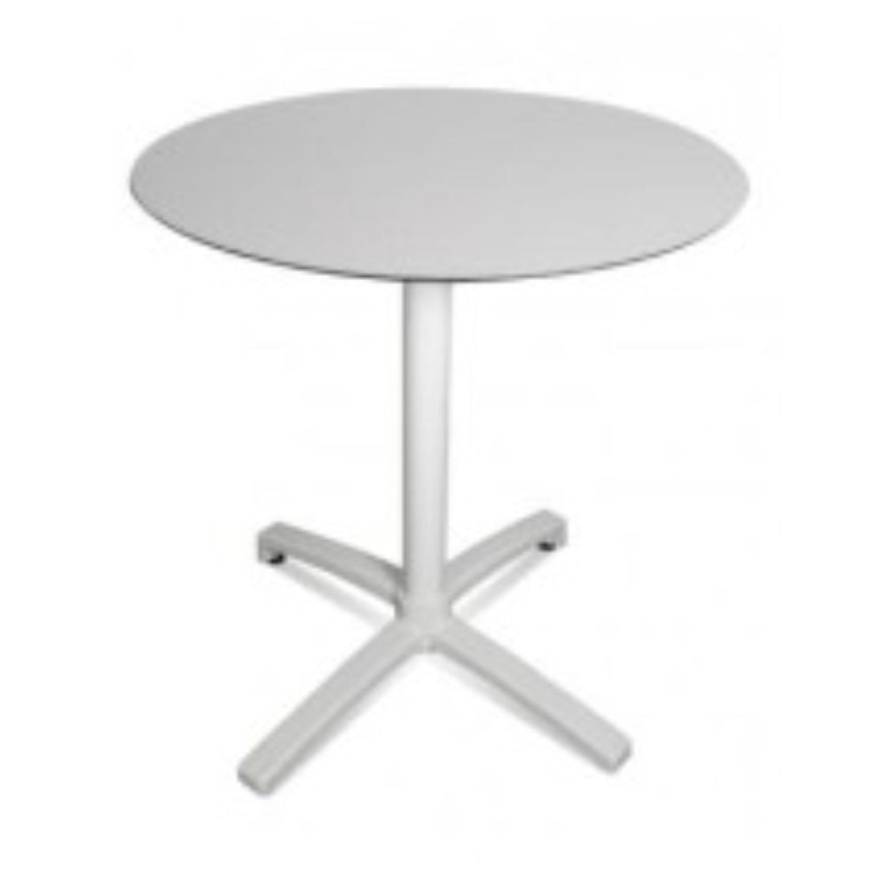 BASE Y CUBIERTA RESOL DROP 70 DIA HPL | Pie de Mesa con Cubierta HPL para Restaurante | 72 cm | Estructura Aluminio Pintado | Interior + Exterior - 04649 - Resol - NOGAL BEAT - Mesas