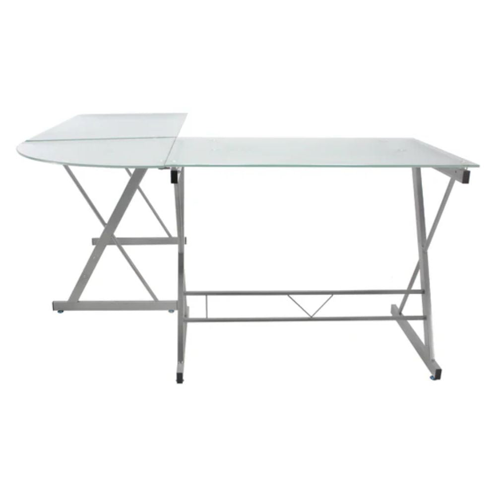 ESCRITORIO KINGSTRONG JM - UT56 CRISTAL ESMERILADO ESCR0360128 | Escritorio Uso de Oficina Tipo Secretarial | Base Estructura Metalica | Vidrio Esmerilado en "L" | Interior - ESCR0360128 - Mundo In - NOGAL BEAT - Escritorio