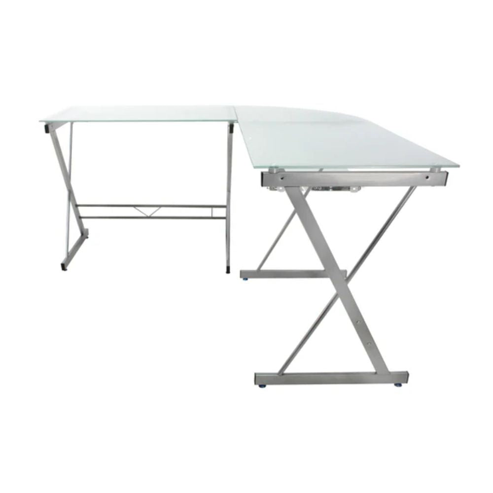 ESCRITORIO KINGSTRONG JM - UT56 CRISTAL ESMERILADO ESCR0360128 | Escritorio Uso de Oficina Tipo Secretarial | Base Estructura Metalica | Vidrio Esmerilado en "L" | Interior - ESCR0360128 - Mundo In - NOGAL BEAT - Escritorio