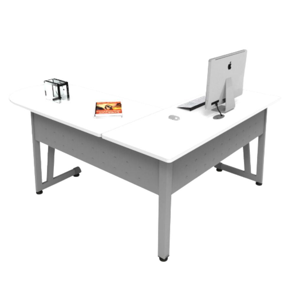 Escritorio para despacho en L - OFIK L 274 120S - Cubierta en Melamina y Estructura en Acero - 274 - OFIK - NOGAL BEAT - Escritorio