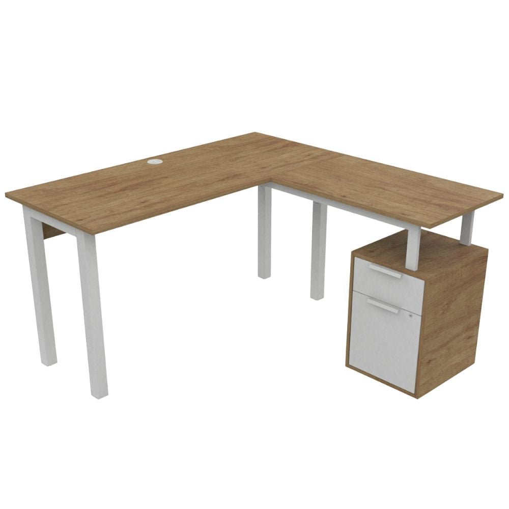 Escritorio para Oficina - OFIK MOD 1020 - Cubierta en Melamina y Estructura en Acero - 1020 - OFIK - NOGAL BEAT - Escritorio