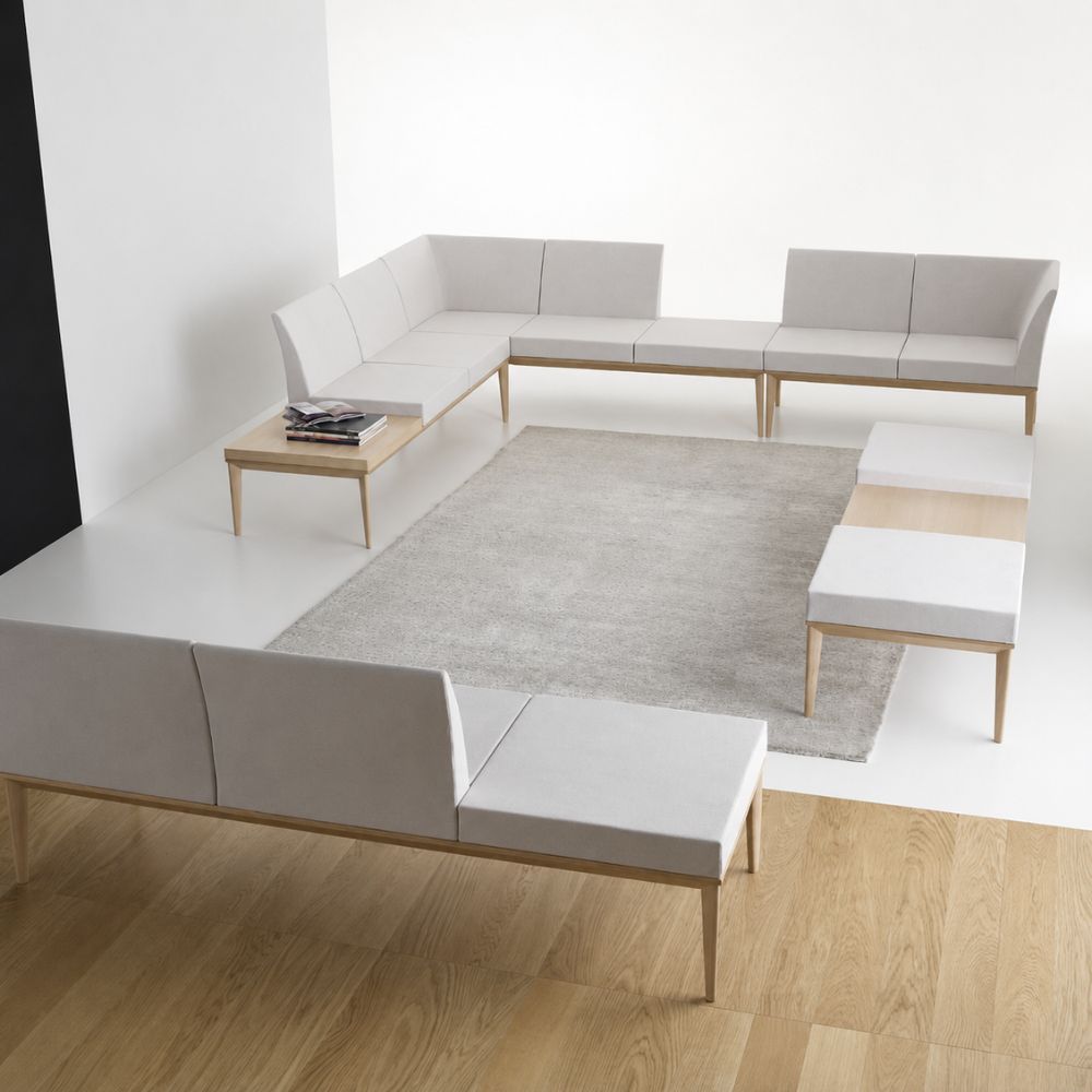 Estructura de Sala de Espera Modular de Diferentes Plazas - LABENZE ZELIG - Madera Natural - 155-19160 - Labenze - NOGAL BEAT - Sillón Ocasional
