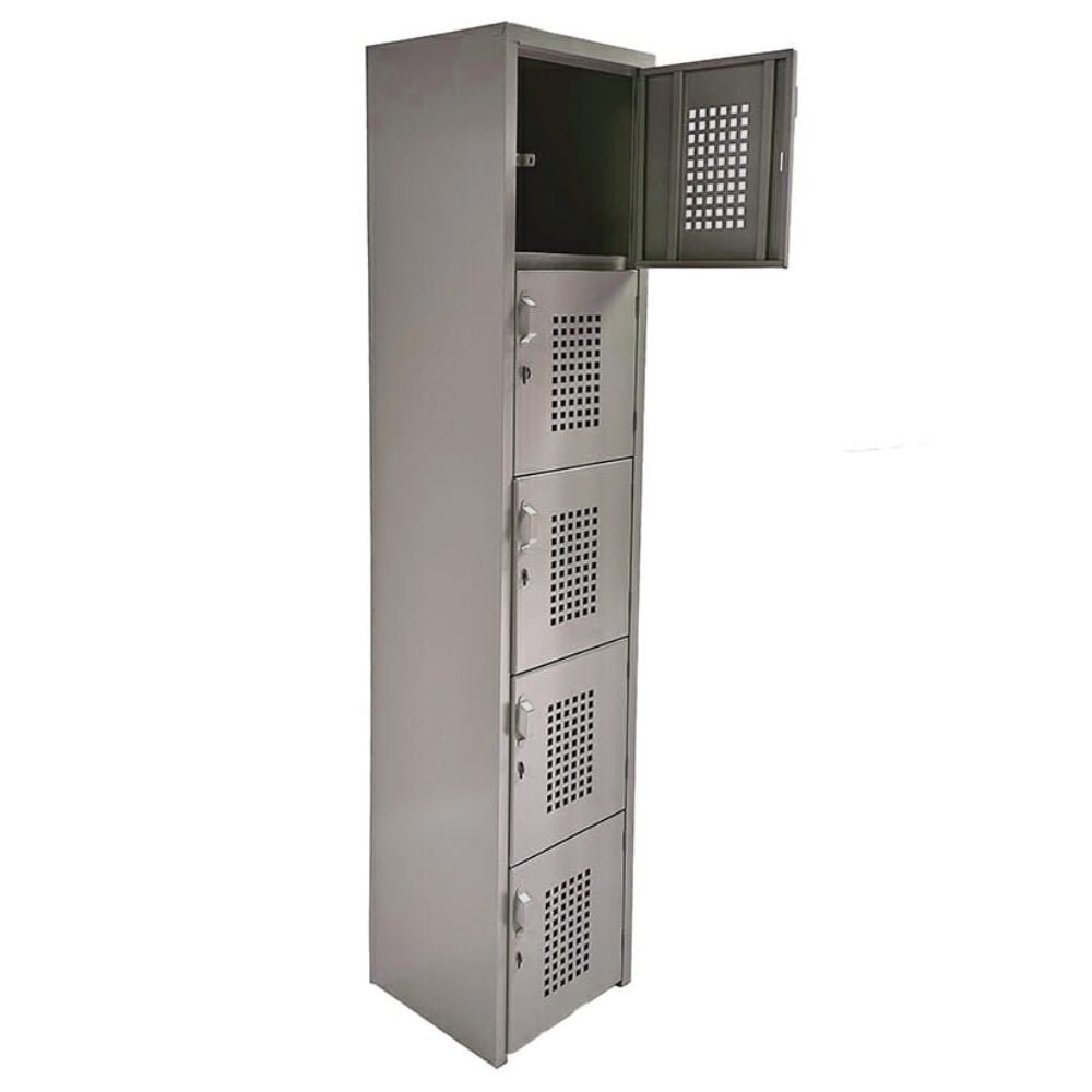 LOCKER OFIK 321 | Locker para Empresa | 5 Puertas | Perforado | Interior - OFK 321 - OFIK - NOGAL BEAT - Mobiliario