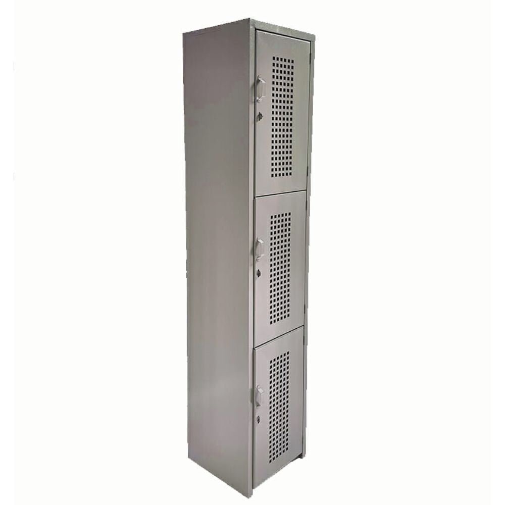 LOCKER OFIK 324 | Locker para Empresa | 3 Puertas | Perforado | Interior - 324 - OFIK - NOGAL BEAT - Mobiliario