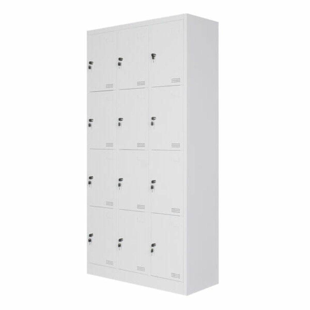 LOCKER OFIK MC Blanco 1083 | Locker Metalico | 12 Puertas | Desarmado | Estructura Metal | Placa | Juego Llaves c/Puerta | Interior - 1083 - OFIK - NOGAL BEAT - archivero