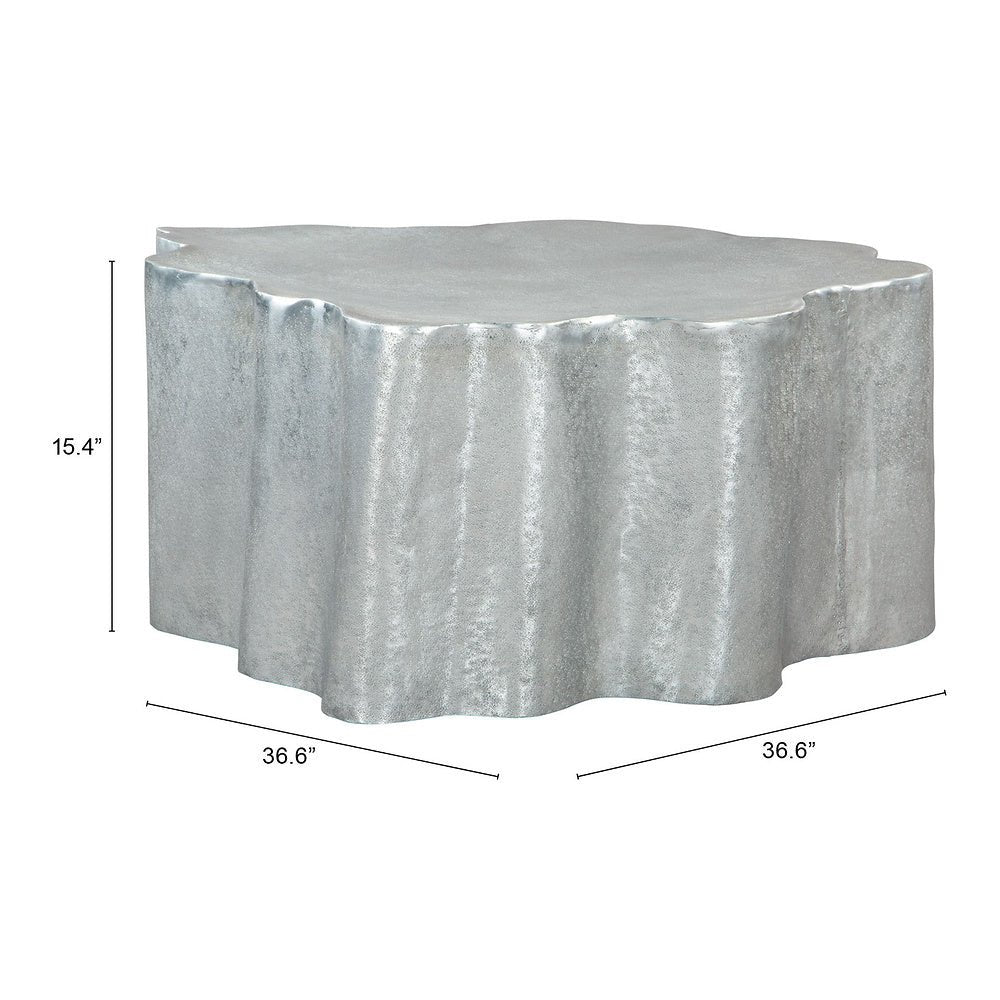 Mesa de Centro para Lounge - ZUO KORTHA - Plata Antigua - Estructura y Cubierta en Aluminio con Recubrimiento en Polvo - 109462 - Zuo - NOGAL BEAT - Mesa Comercial Interior