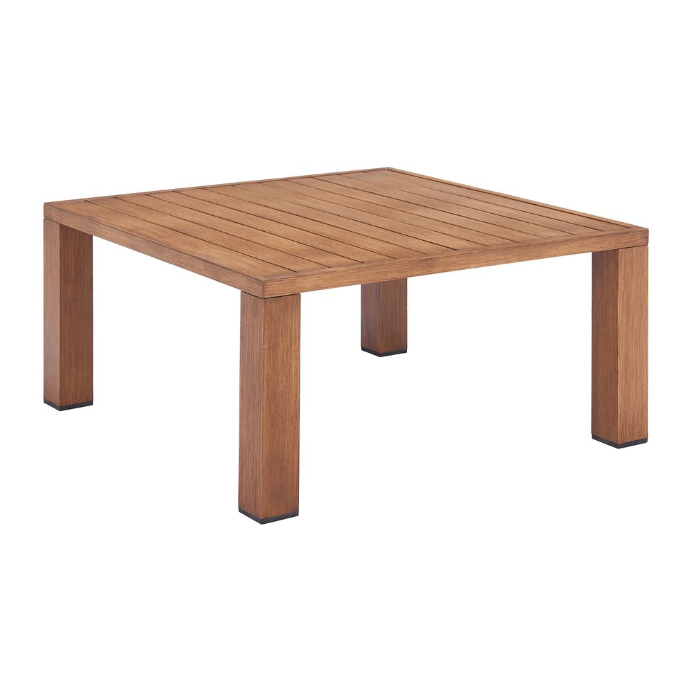 Mesa de Centro para Terraza y Áreas de Estar - ZUO REGELS - Natural - Cubierta de Aluminio Símil Madera y Estructura de Aluminio - 704056 - Zuo - NOGAL BEAT - Mesa de Terraza