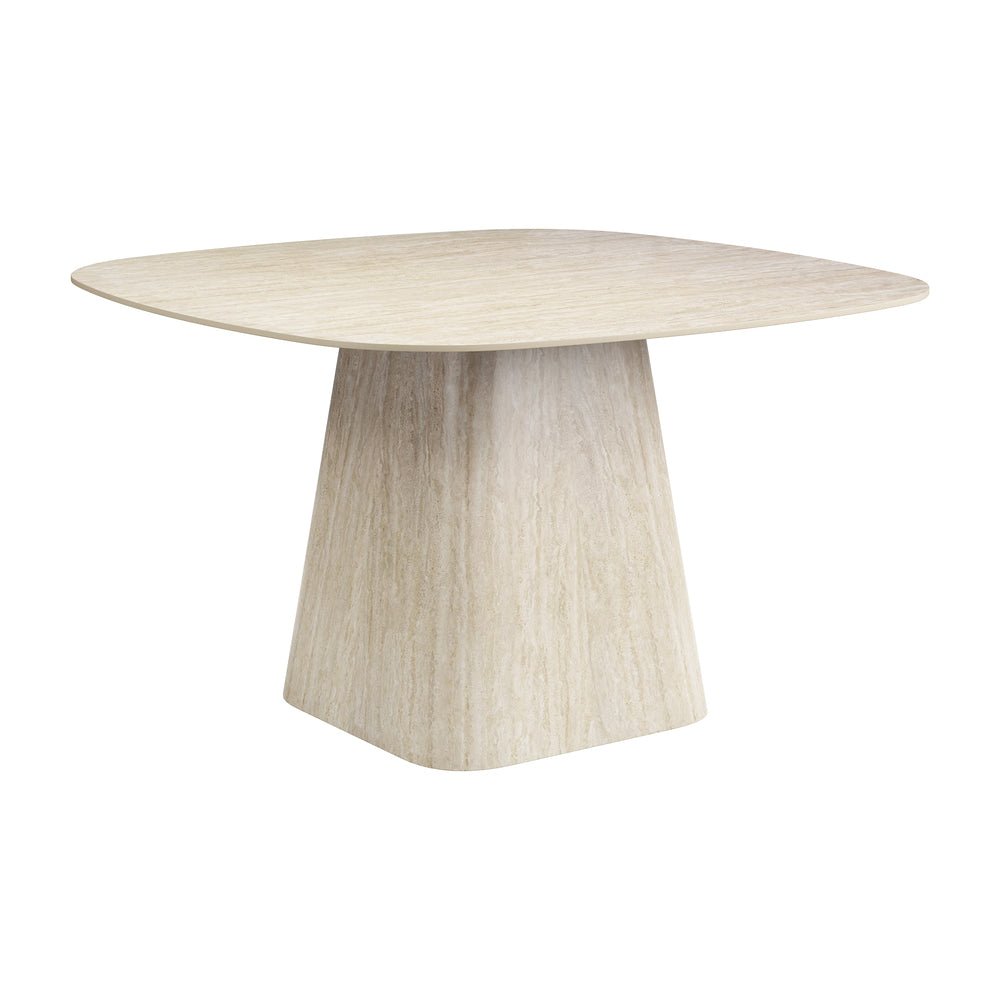 Mesa de Comedor para Cafetería - ZUO BRIM - Natural - Cubierta de Piedra Sinterizada Símil Travertino y Estructura de MDF - 111103 - Zuo - NOGAL BEAT - Mesa Comercial Interior