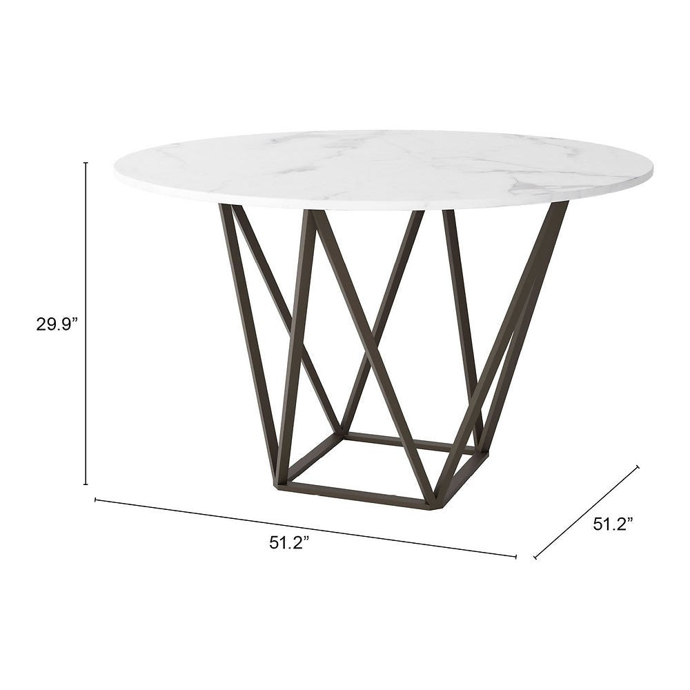 Mesa de Comedor para Food Court - ZUO TINTERN - Varios Colores - Cubierta de Piedra Compuesta Símil Mármol y Estructura de Acero con Recubrimiento en Polvo - 100715 - Zuo - NOGAL BEAT - Mesa Comercial Interior