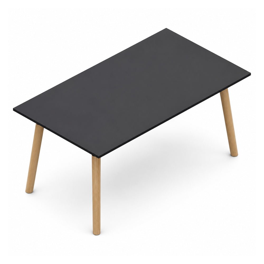 Mesa de Juntas Rectangular - VERSA DASH - Estructura Metálica Negra con Patas de Madera de Haya - 100 × 100 cm - DS-710 - VERSA - NOGAL BEAT - Mesa de Juntas