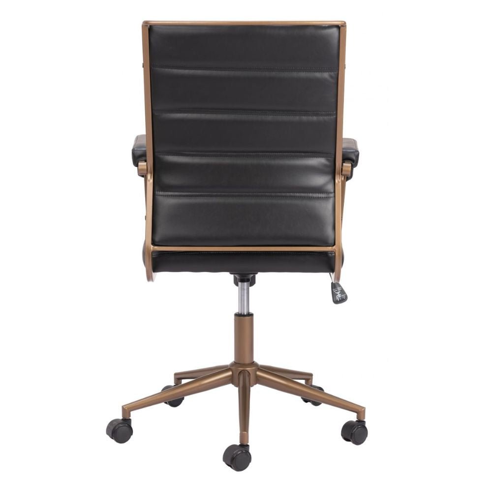 NOGAL BEAT AUCTION | Silla de Oficina | Base Estrella con Rodajas | Vintage Negro | Piel Sintética 100% Poliuretano Contrachapada | Interior - 109021 - Zuo - NOGAL BEAT -