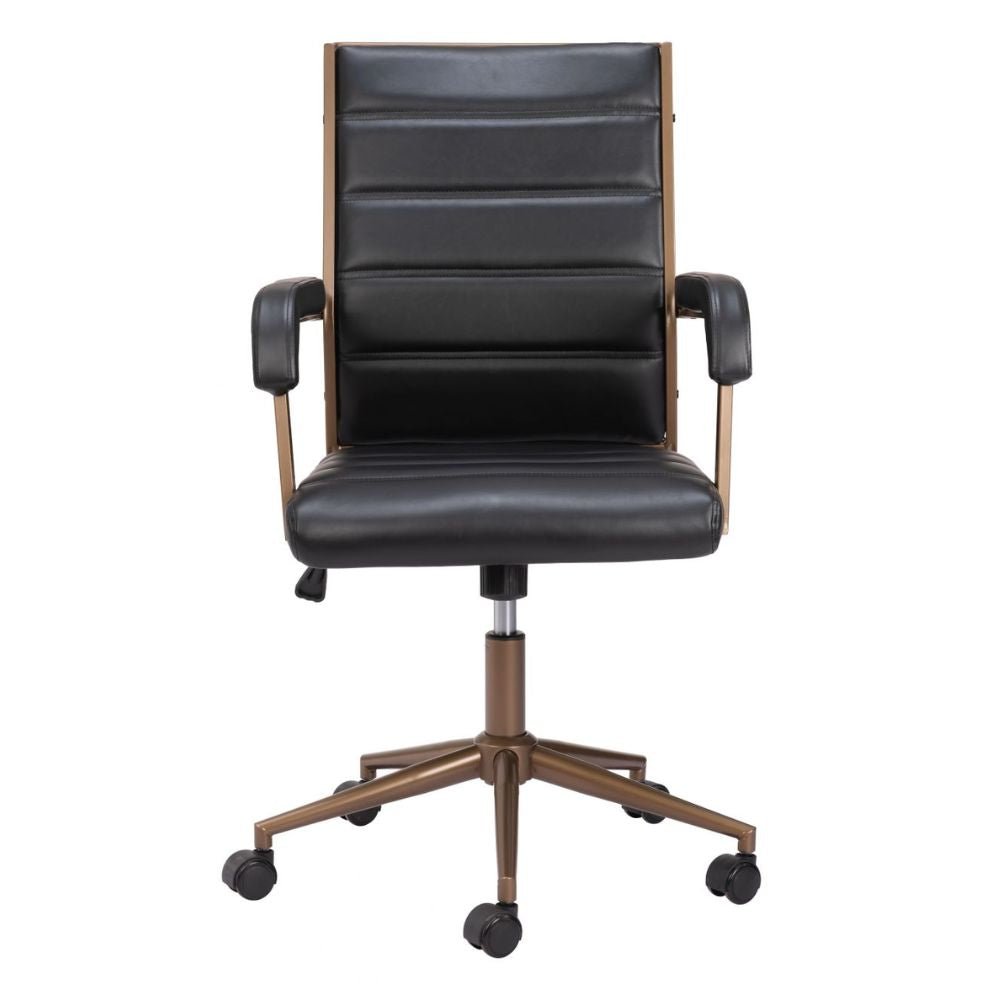 NOGAL BEAT AUCTION | Silla de Oficina | Base Estrella con Rodajas | Vintage Negro | Piel Sintética 100% Poliuretano Contrachapada | Interior - 109021 - Zuo - NOGAL BEAT -
