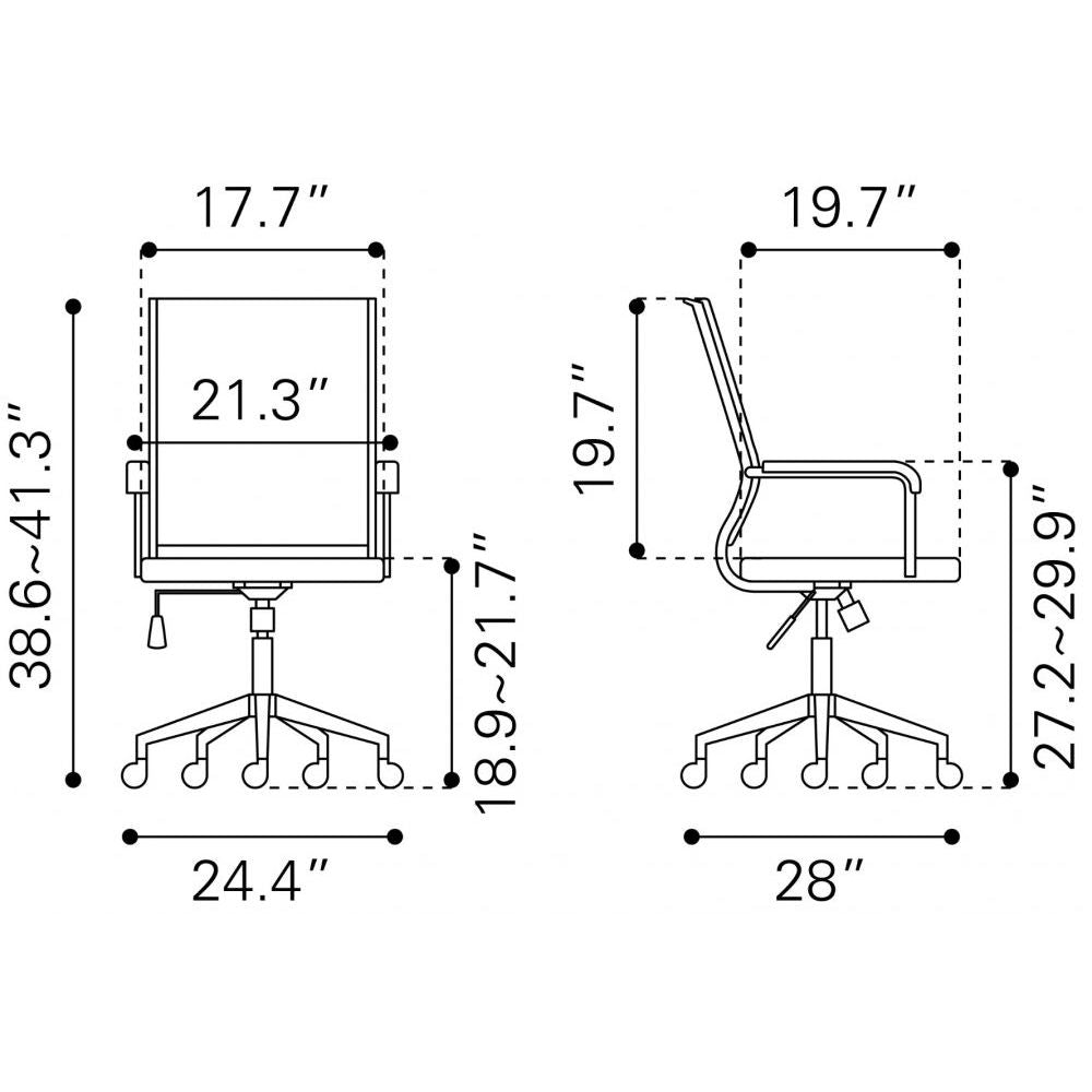 NOGAL BEAT AUCTION | Silla de Oficina | Base Estrella con Rodajas | Vintage Negro | Piel Sintética 100% Poliuretano Contrachapada | Interior - 109021 - Zuo - NOGAL BEAT -