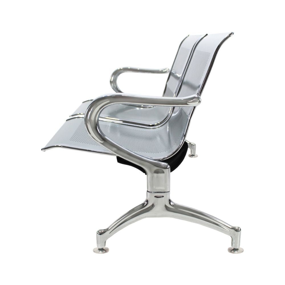 Nogal Beat BANCA 2 PLAZAS METAL CROMADO para Sala de Espera Recepcion - BANC0360257 - Mundo In - NOGAL BEAT -