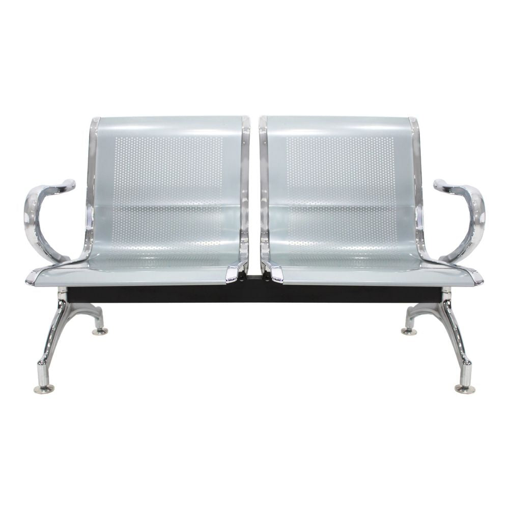 Nogal Beat BANCA 2 PLAZAS METAL CROMADO para Sala de Espera Recepcion - BANC0360257 - Mundo In - NOGAL BEAT -