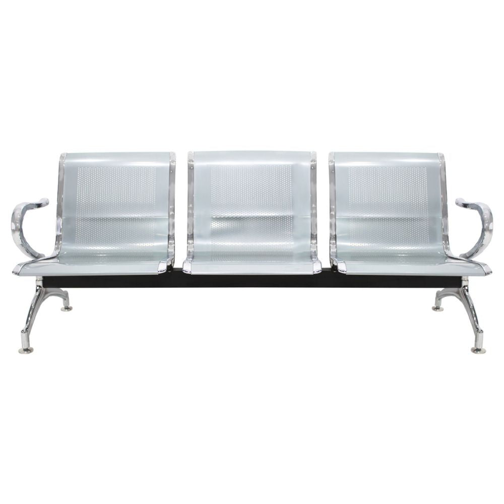 Nogal Beat BANCA 3 PLAZAS METAL CROMADO para Sala de Espera Sala de Estar - BANC0360258 - Mundo In - NOGAL BEAT -