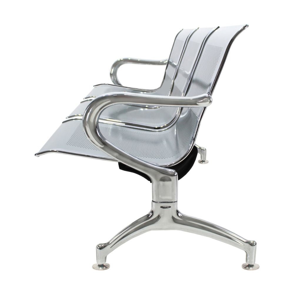 Nogal Beat BANCA 3 PLAZAS METAL CROMADO para Sala de Espera Sala de Estar - BANC0360258 - Mundo In - NOGAL BEAT -