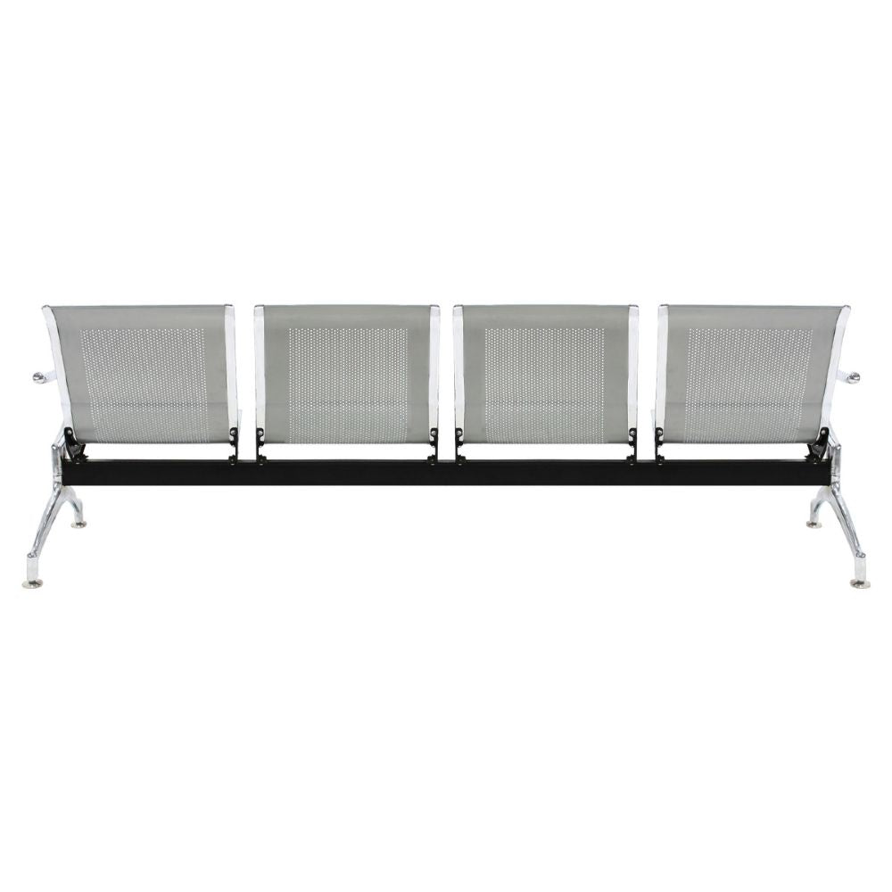 Nogal Beat BANCA 4 PLAZAS METAL CROMADO para Sala de Espera Recepcion - BANC0360259 - Mundo In - NOGAL BEAT -