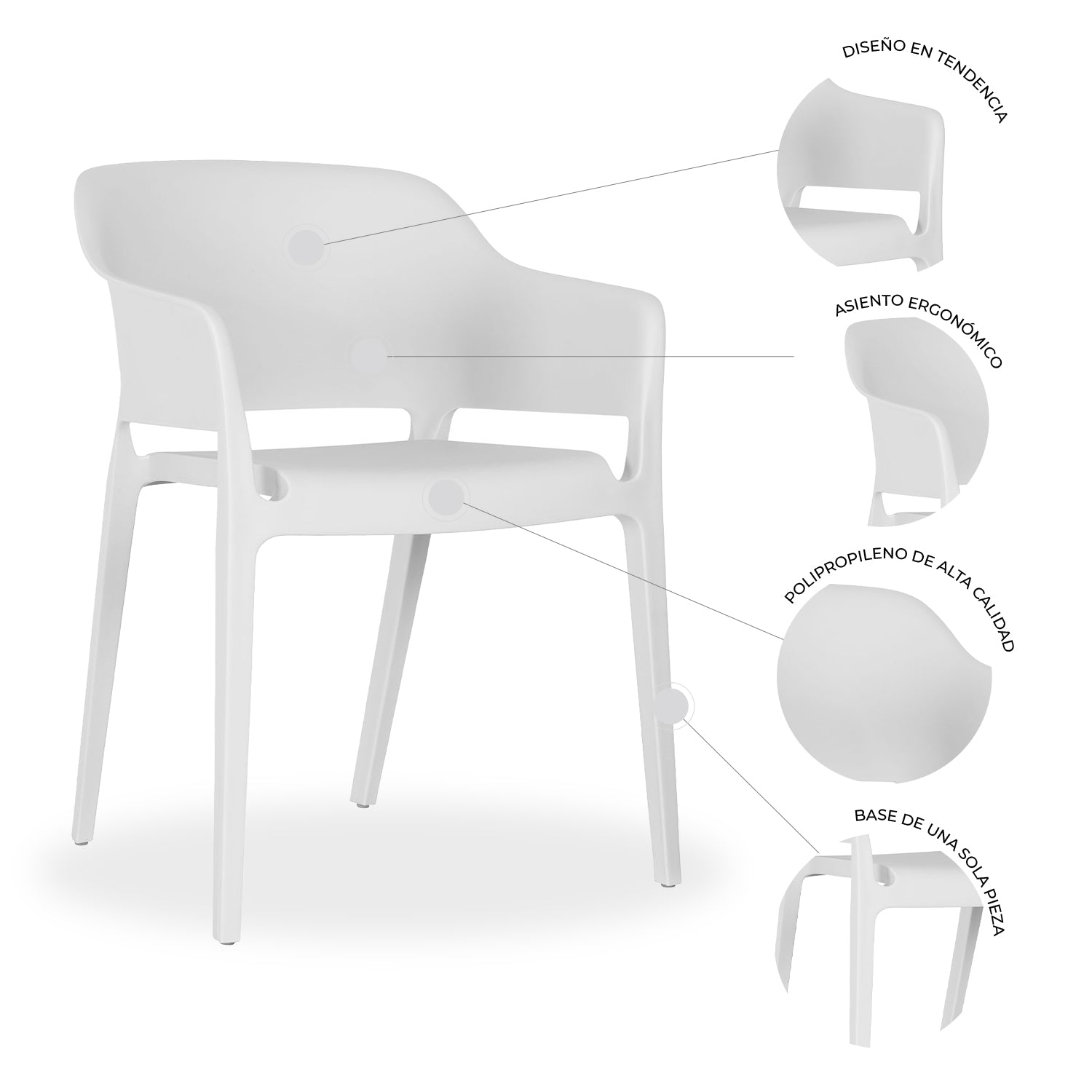 SILLA KINGSTRONG CAPRI SILL0903766 | Silla Ocasional Restaurantes Cafetería Zona de Alimentos | Descansa-Brazos | Base 4 Puntas | Polipropileno | Exterior + Interior | Local Fonda Bistró Comercio de Comida Mercado Centros de Alimentos Comedor Hogar