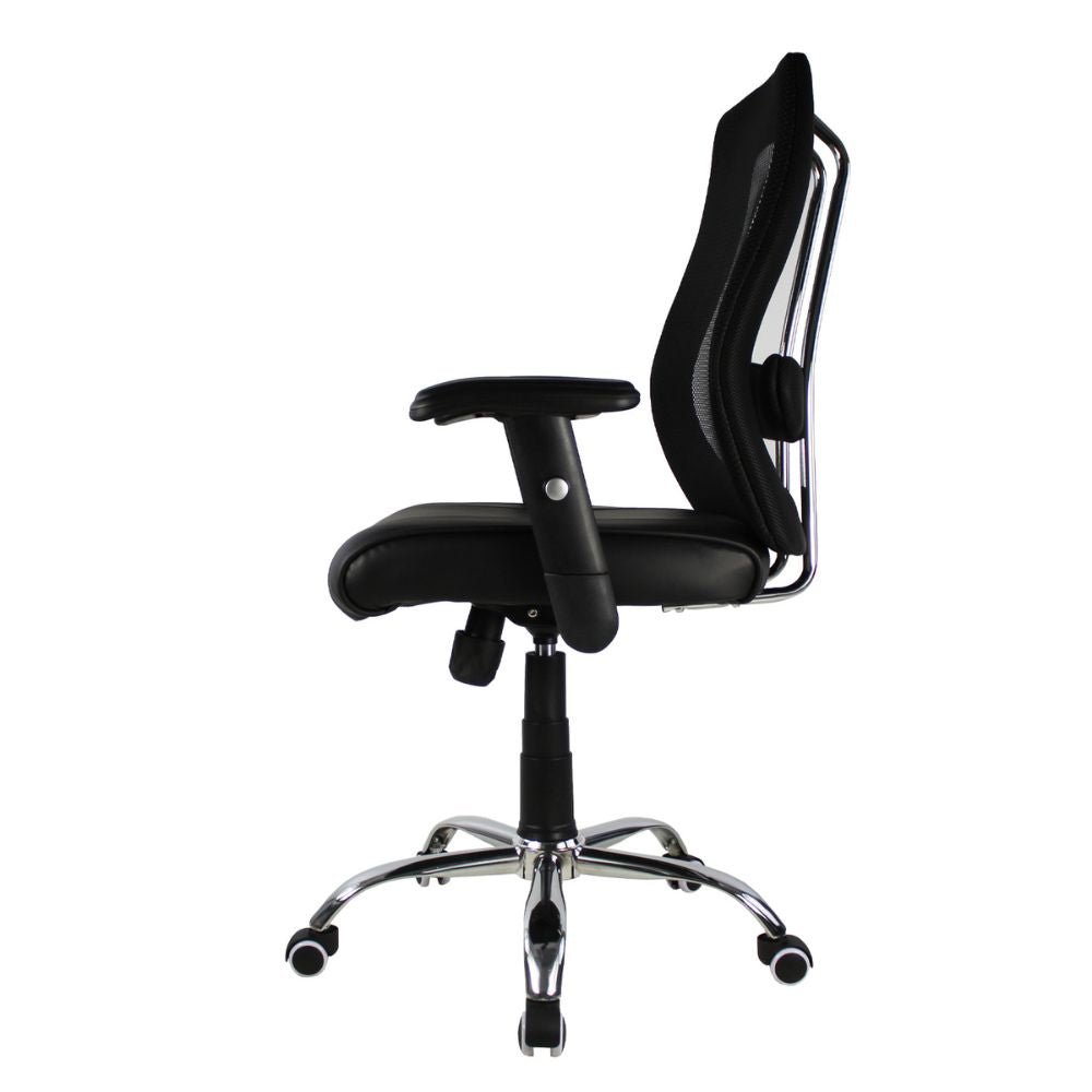SILLA KINGSTRONG MOB-AF812 Girona SILL0903521 | Silla Ejecutiva Uso de Oficina | Base Estrella Giratoria | Tapizado Mesh | Acero Cromado | Interior | Acero Cromado Madera Tapizado en PU Poliuretano Alto Respaldo Tela Tipo “Mesh” Acero Cromado Soporte Lumbar Estrella Cromada Palanca Reguladora de Altura Rodajas 2 Con Borde Transparente Para Buena Postura Base Pistón Neumático Palanca Reguladora Comodidad Buen Diseño Oficina Home Office Corporativo Rodajas de Nylon Comodidad Espacio de Trabajo Alta Calidad M