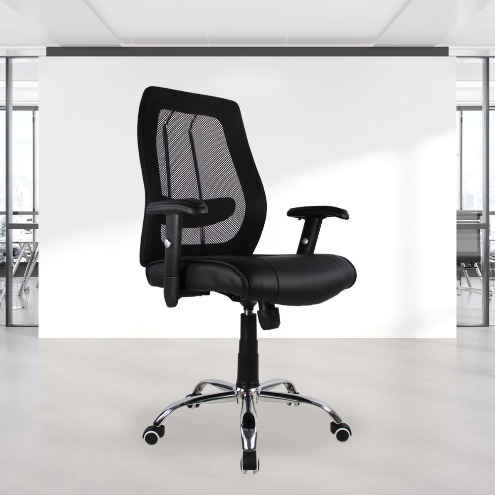 SILLA KINGSTRONG MOB-AF812 Girona SILL0903521 | Silla Ejecutiva Uso de Oficina | Base Estrella Giratoria | Tapizado Mesh | Acero Cromado | Interior | Acero Cromado Madera Tapizado en PU Poliuretano Alto Respaldo Tela Tipo “Mesh” Acero Cromado Soporte Lumbar Estrella Cromada Palanca Reguladora de Altura Rodajas 2 Con Borde Transparente Para Buena Postura Base Pistón Neumático Palanca Reguladora Comodidad Buen Diseño Oficina Home Office Corporativo Rodajas de Nylon Comodidad Ambientada