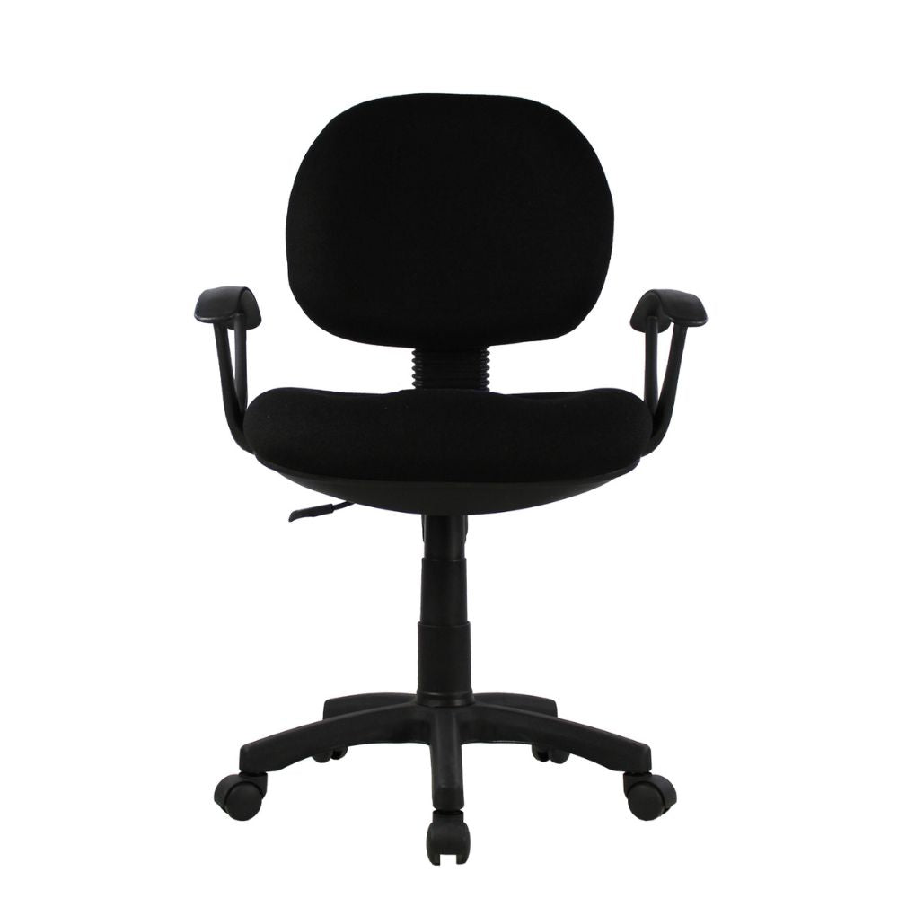 SILLA KINGSTRONG JM-006 SILL0360320 | Silla Oficina Secretarial | Tapizado | Pistón Neumático Giratorio | Plástico | Interior | Durabilidad Tapizado tela tipo pliana Área de trabajo Comodidad Buen diseño Laminado plástico 15 MM Color Negro Soporte Flexible Descansabrazos Estilo Orgánico Recepción Laboral Mundo In