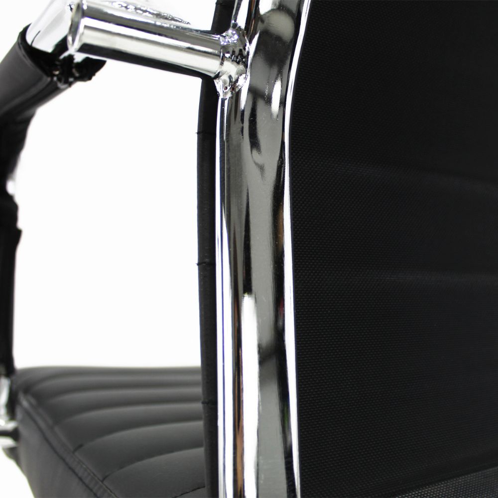SILLA KINGSTRONG JM-B05 Premium SILL0362508 | Silla Ejecutiva Uso de Oficina | Base Estrella Giratoria | Tapiz Negro Tipo Piel | Acero Cromado | Interior | Marco Metálico Cromado Tapizado en PU Mecanismo de Reclinado Descansabrazos Cromados 2 Piezas de PU Removibles Asiento Firme Para Buena Postura Base Tipo Estrella Pistón Neumático Comodidad Buen Diseño Oficina Home Office Corporativo Rodajas de Nylon Mundo In