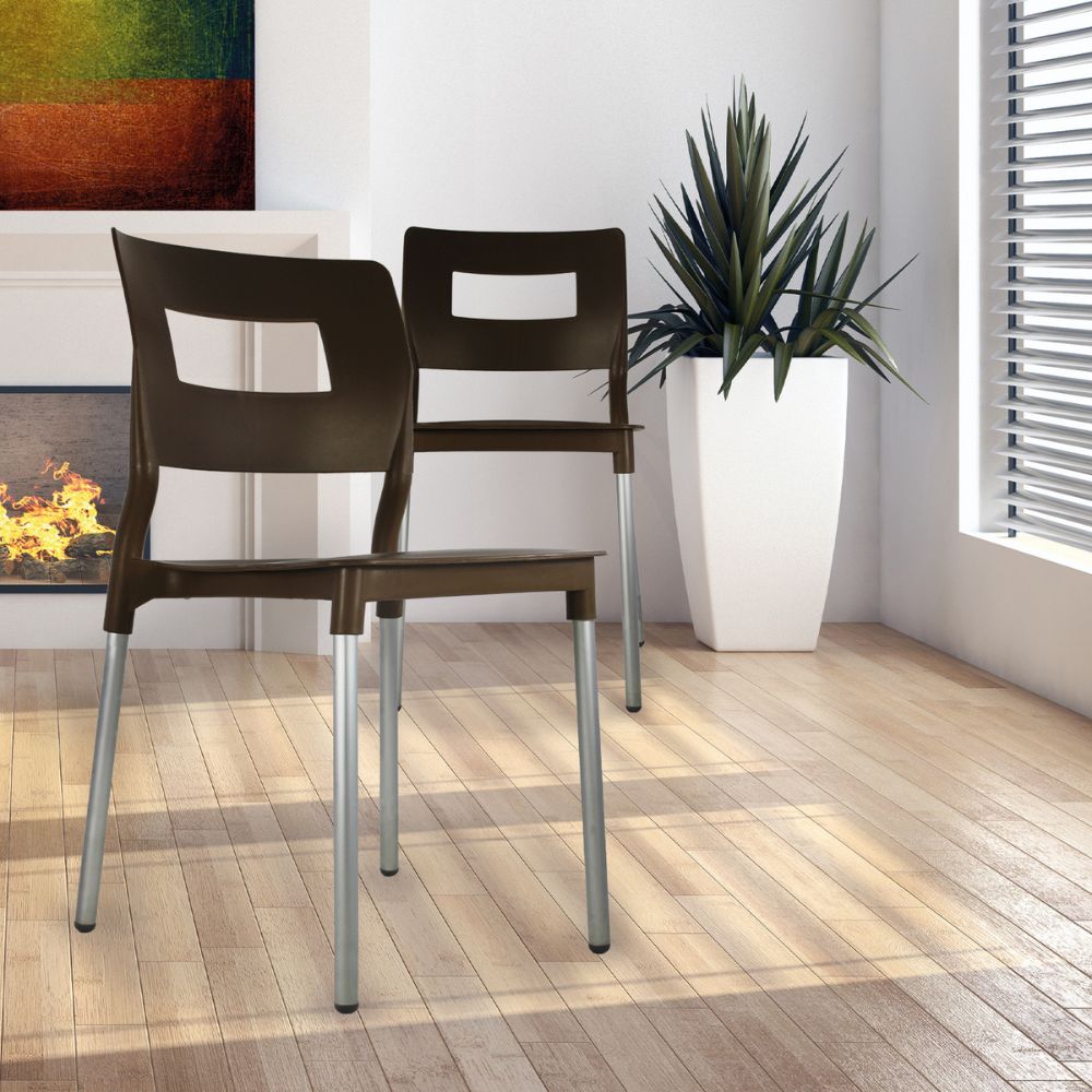 SILLA KINGSTRONG JM VALENIA SILL0020317 | Silla Estilizada Terraza Jardín Comedor | Base 4 Puntas | Terminado Anodizado | Polipropileno | Interior + Exterior | Resorts Salas de Espera Lugares de Eventos Isla de Cocina Sala de Estar Asiento Adicional Espacios Comerciales Ambientada