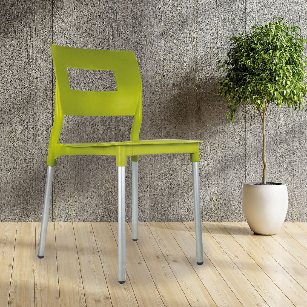 SILLA KINGSTRONG JM VALENIA SILL0020317 | Silla Estilizada Terraza Jardín Comedor | Base 4 Puntas | Terminado Anodizado | Polipropileno | Interior + Exterior | Resorts Salas de Espera Lugares de Eventos Isla de Cocina Sala de Estar Asiento Adicional Espacios Comerciales Ambientada