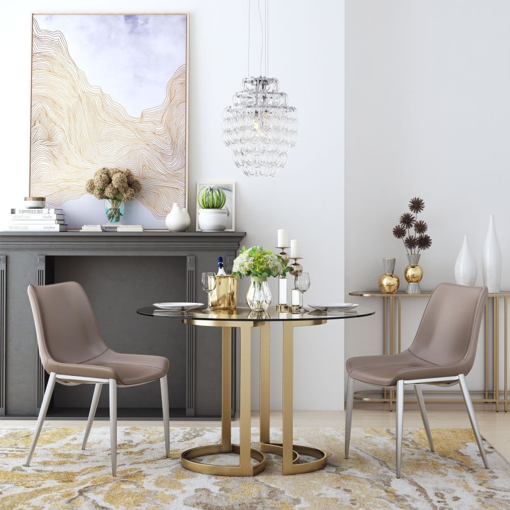 NOGAL BEAT MAGNUS | Silla para Comedor Restaurante | Patas Acero Inoxidable | Varios Colores | Piel Sintetica | Interior - 101269 - Zuo - NOGAL BEAT -