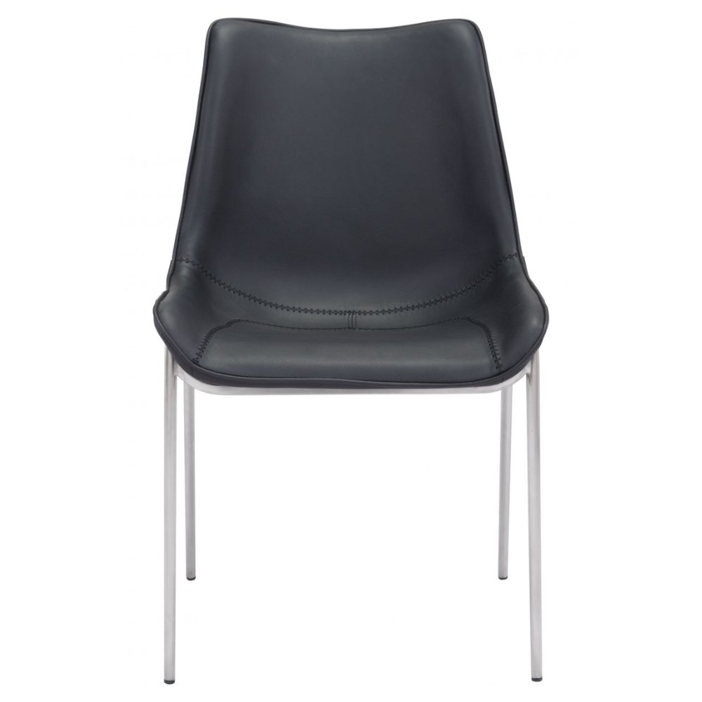 NOGAL BEAT MAGNUS | Silla para Comedor Restaurante | Patas Acero Inoxidable | Varios Colores | Piel Sintetica | Interior - 101271 - Zuo - NOGAL BEAT -