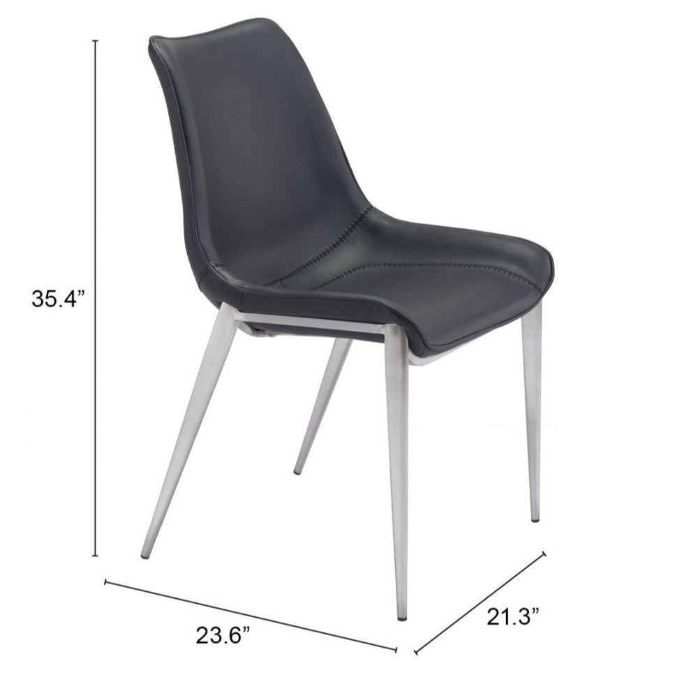 NOGAL BEAT MAGNUS | Silla para Comedor Restaurante | Patas Acero Inoxidable | Varios Colores | Piel Sintetica | Interior - 101271 - Zuo - NOGAL BEAT -