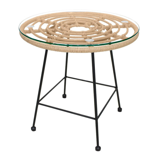 NOGAL BEAT MESA DE CENTRO EXTERIOR DOMINICA | Mesa para Terraza Exterior Jardín | Rattan Sintético Impermeable | Interior + Exterior - MESA0904153 - Mundo In - NOGAL BEAT -