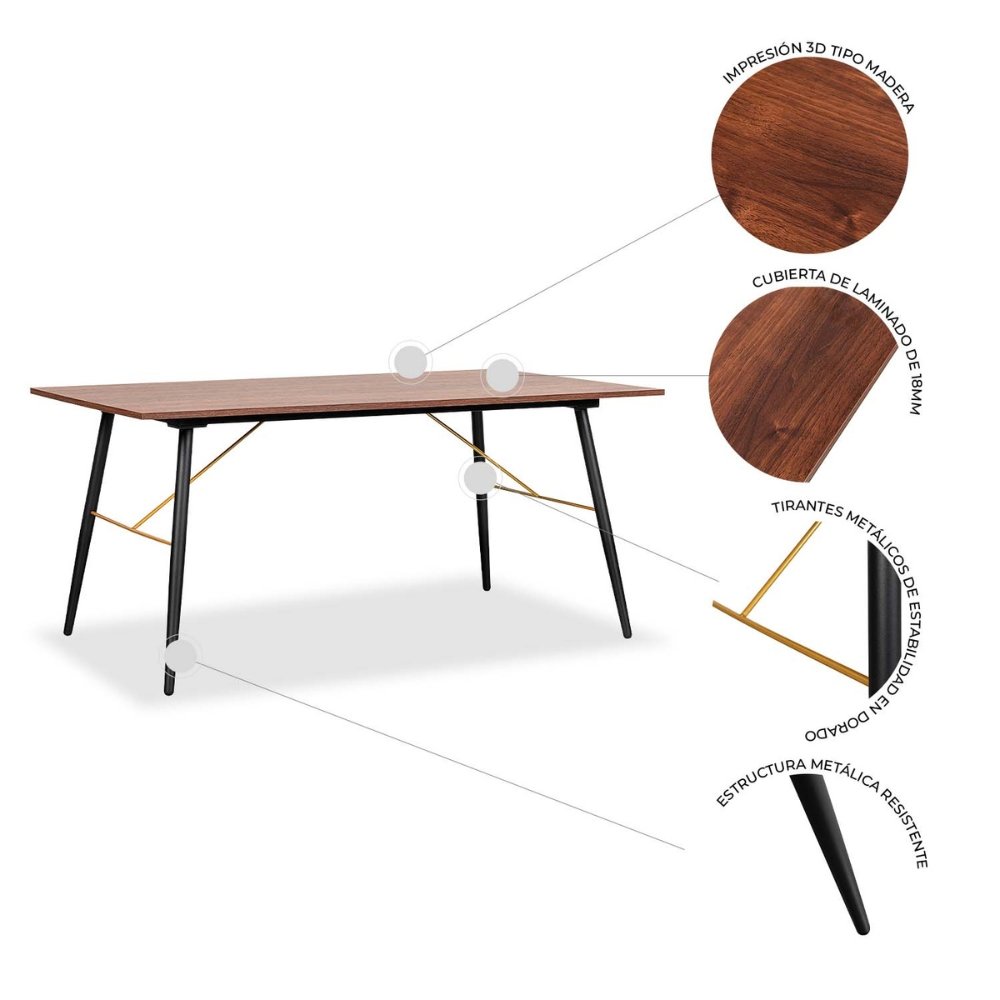 Nogal Beat Mesa de Comedor Luxo 160x90 - MESA0903534 - Mundo In - NOGAL BEAT -