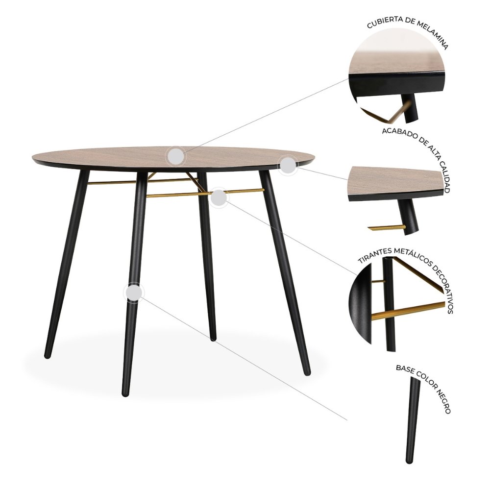 Nogal Beat Mesa de Comedor Onno 100 Uso Interior - MESA0903535 - Mundo In - NOGAL BEAT -